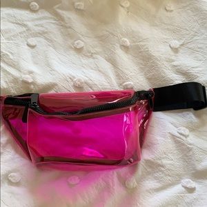 Pink translucent fanny pack